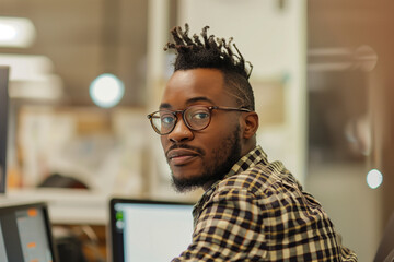 Obraz premium Young business employee working in modern office 