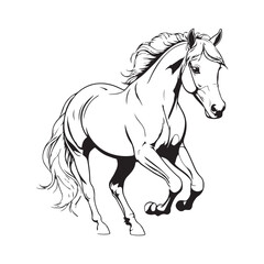 line art horse on white background. sketch style. Vector graphic icon animal.