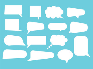 Set of speech bubbles. Speak bubble text, cartoon chatting box, message box. Blank empty vector white speech bubbles. Cartoon balloon word design.

