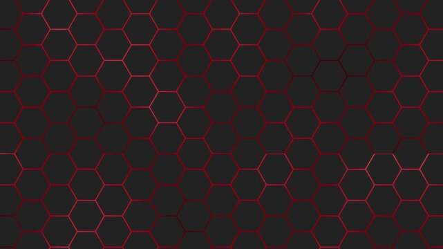 hexagons pattern red with black background