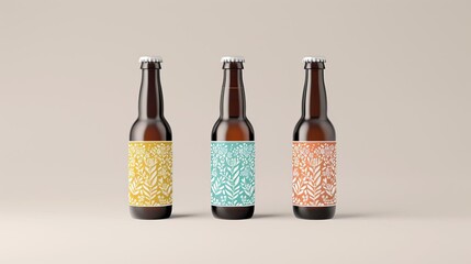 Ale bottle with label design, craft brewery, artisanal brew, unique branding