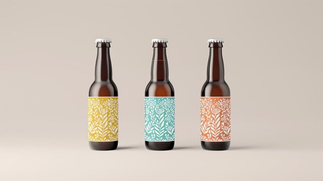 Ale bottle with label design, craft brewery, artisanal brew, unique branding
