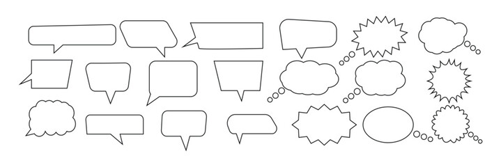 Retro empty comic bubbles and elements set with black on white background. cloud speech bubble icons, Talk bubble. vector set, comic dialog clouds Vector illustration, vintage design.
