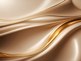 Abstract Background with Golden Curves and Beige Surface