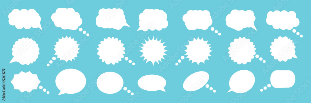 Poster message comments chat box. collection of speech bubbles, text boxes and conversation chats in comics