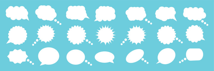 Message comments chat box. Collection of speech bubbles, text boxes and conversation chats in comics. Vektor set of speech bubbles.
