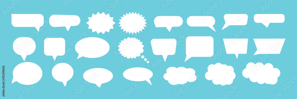 Poster message comments chat box. collection of speech bubbles, text boxes and conversation chats in comics