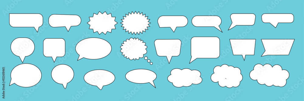 Poster message comments chat box. collection of speech bubbles, text boxes and conversation chats in comics