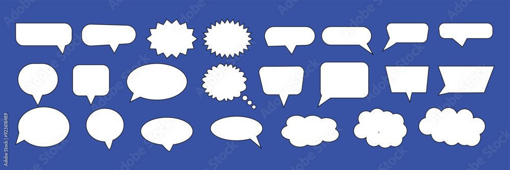 Poster message comments chat box. collection of speech bubbles, text boxes and conversation chats in comics