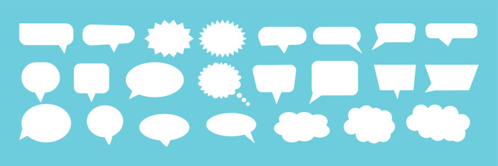 Message comments chat box. Collection of speech bubbles, text boxes and conversation chats in comics. Vektor set of speech bubbles.
