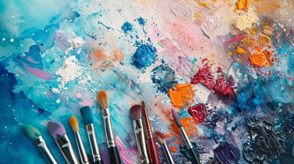 Fototapeta premium A painting of brushes with different colors