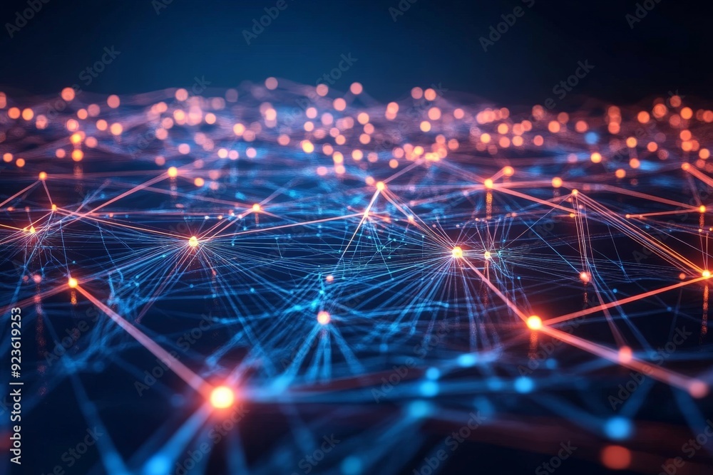 Poster abstract digital network background with glowing connections. futuristic technology concept for comm