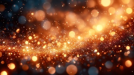 Dreamy sparkles. Golden color. Background. Backdrop. Seasonal holidays. Greeting cards.