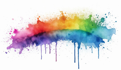 Fototapeta premium Rainbow watercolor splash on white
