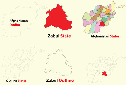 Zabul map vector of Afghanistan, Zabul line map, Zabul with city map, Zabul outline map