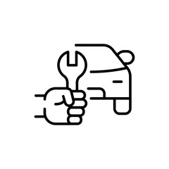 Car repair outline icons, minimalist vector illustration ,simple transparent graphic element .Isolated on white background