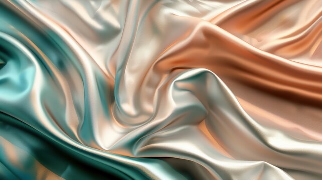 Luxurious silk fabric exhibits a beautiful blend of colors, creating an elegant and smooth texture for various design applications.