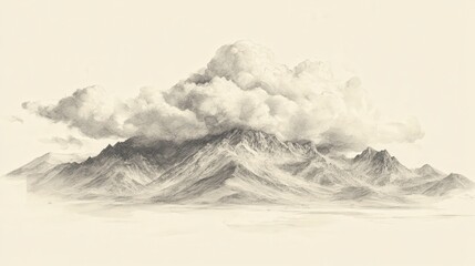 Exodus:The Covenant Confirmed,Covenant Confirmed: Cloud Covers Mount Sinai, God Calls Moses on Seventh Day - Biblical Illustration, Bible Wall Art, Beige Background