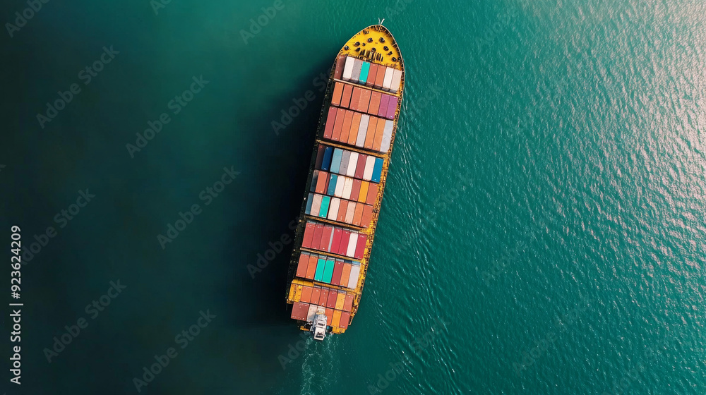 Aufkleber aerial top view of a container ship involved in export and import business and logistics. shipping c