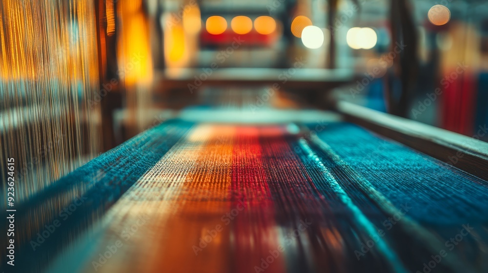Poster threads intertwine, creating a tapestry of colors under soft workshop lights