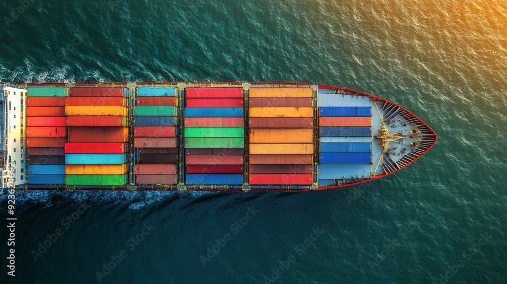 Aufkleber aerial top view of a container ship involved in export and import business and logistics. shipping c