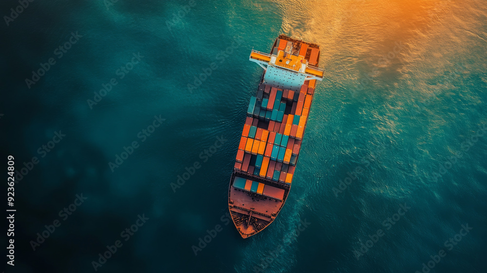 Aufkleber aerial top view of a container ship involved in export and import business and logistics. shipping c