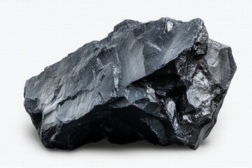 Isolated Charcoal Block on a Monochromatic Canvas: A Visual Representation of Raw Energy and Carbon Neutrality