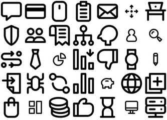 Mega Set Of Vector Tiny Fat Business Vector Symbols Apps, Websites Ui Designs Suitable For Transfer,Arrow,Device,Analytics,Hierarchy Outline Icons Collection. Simple Vector Illustration