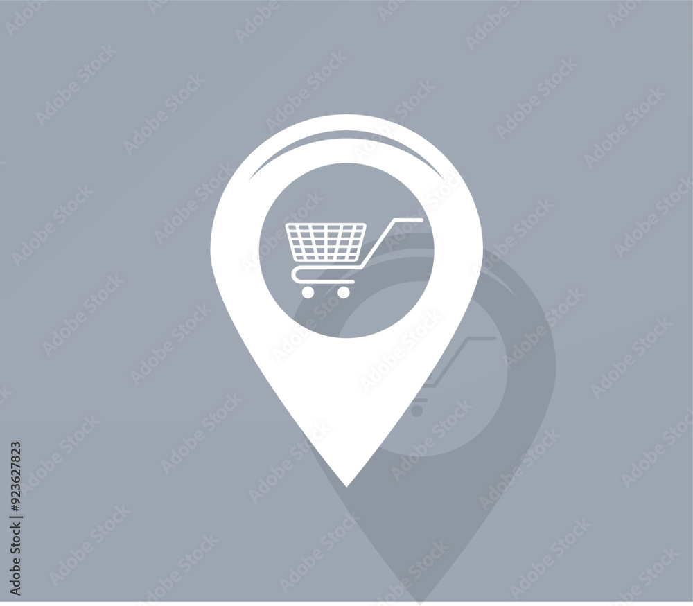Poster vector icon of white color with shadow on gray background