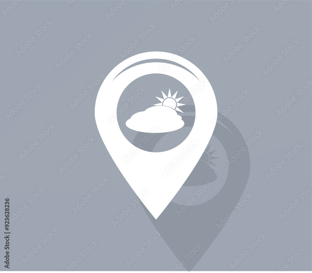 Poster vector icon of white color with shadow on gray background