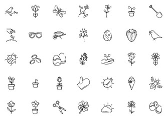 Set Of Spring Easter Icons Silhouette Vector Logo Design Containing Spring,Nature,Bloom,Petals,Gardening Vector Icons Illustration Collection