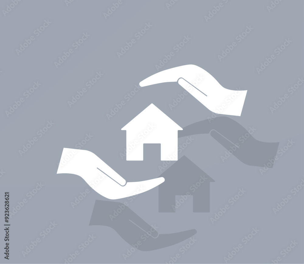Poster vector icon of white color with shadow on gray background