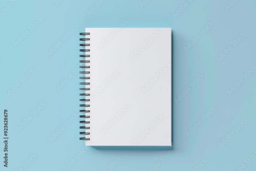 Poster minimalist blank notebook with spiral binding for mockup designs