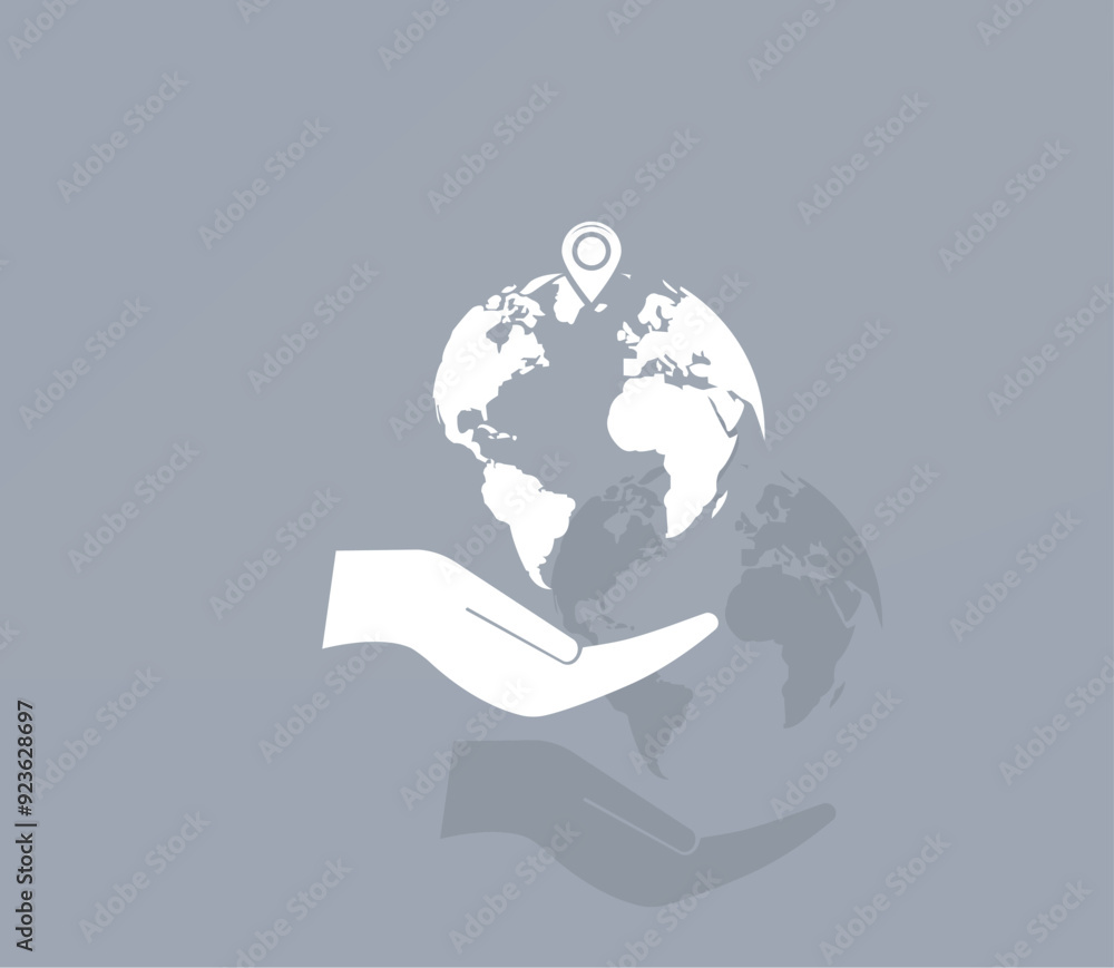 Poster vector icon of white color with shadow on gray background