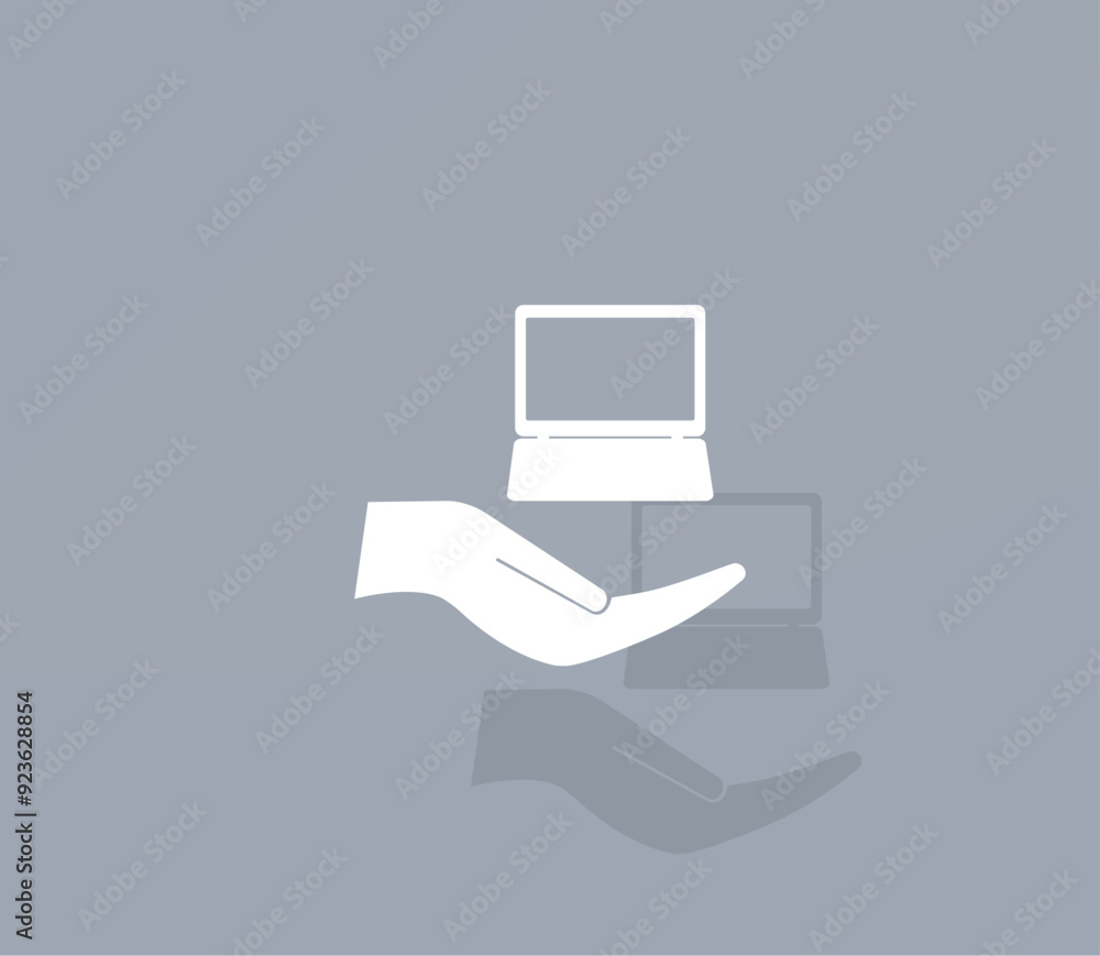 Poster vector icon of white color with shadow on gray background
