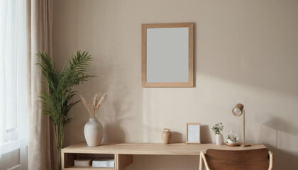 Scandinavian interior minimalism mock up with space for your text. Generative ai