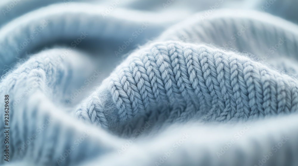 Poster a delicate blue textile showcases intricate patterns and inviting softness