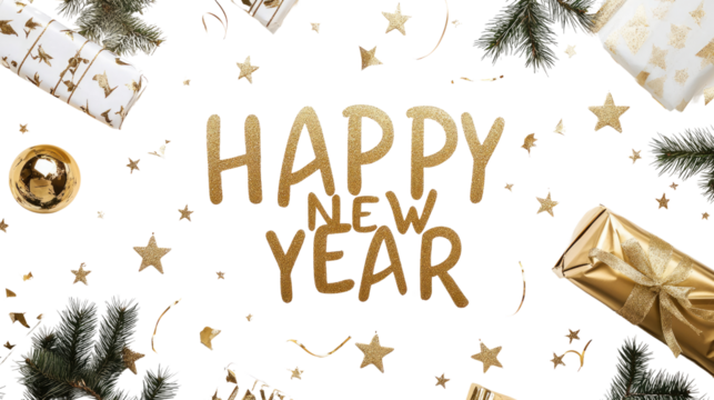 Happy new year 2025 transparent background