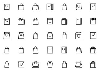 Set Of Linear Shop Vector Symbols Apps, Websites Ui Designs Suitable For Shopping-Bag,Shop,Shopping,Bag,Paper-Bag Business Infographic Elements Logo Vector Illustration