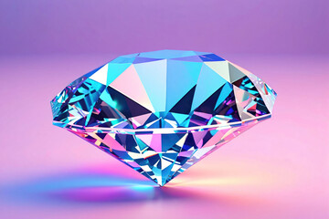 A blue diamond is on a purple background