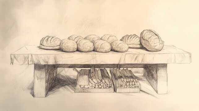 Exodus:The Tabernacle Erected and the Glory of the Lord, Exodus Story: Setting Table with Bread of the Presence in Tabernacle - Bible Wall Art Illustration