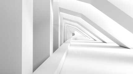 Fototapeta premium The Captivating Grey White Perspective Geometric Lighting Background: A Visual Delight of Symmetry and Illumination.