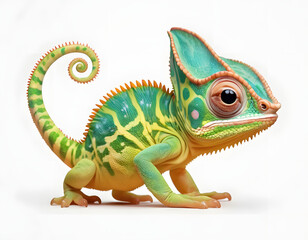 Fototapeta premium green chameleon on a white background