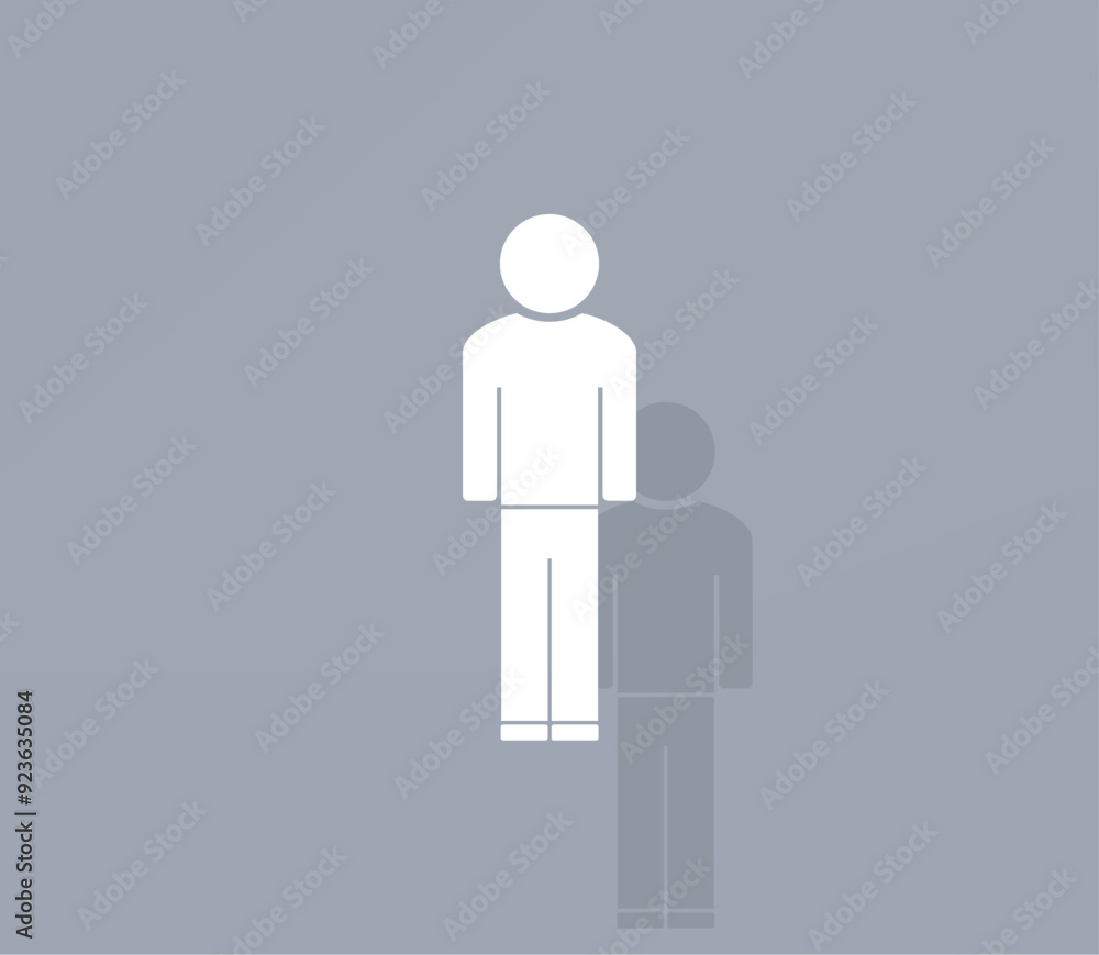 Poster vector icon of white color with shadow on gray background