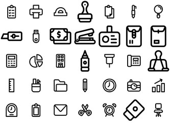 Set Of Office Icons Web Header Banner Design Containing Stationery,Document,Office,Communication,Business Vector Icon Set Linear Pictogram Pack