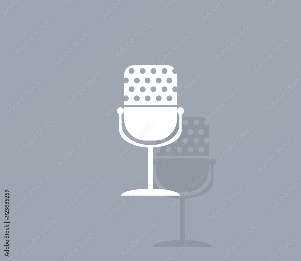 Poster vector icon of white color with shadow on gray background