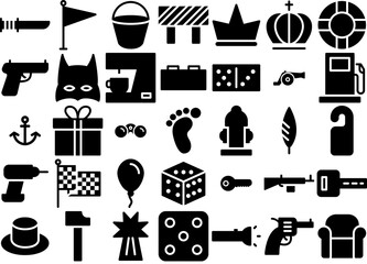 A Collection Of Objects Solid Vector Symbols Apps, Websites Ui Designs Suitable For Shape,Object,Illustration,Design,Signs Stroke Icon Collection. Vector Illustration