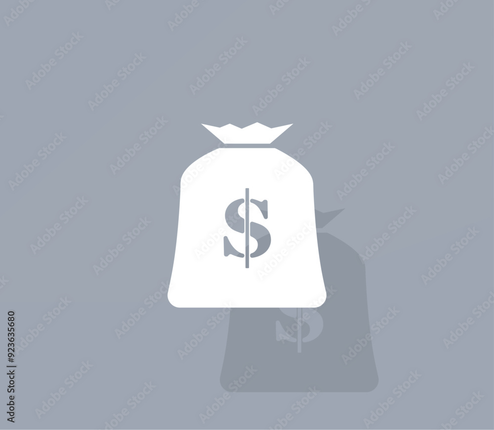 Poster vector icon of white color with shadow on gray background
