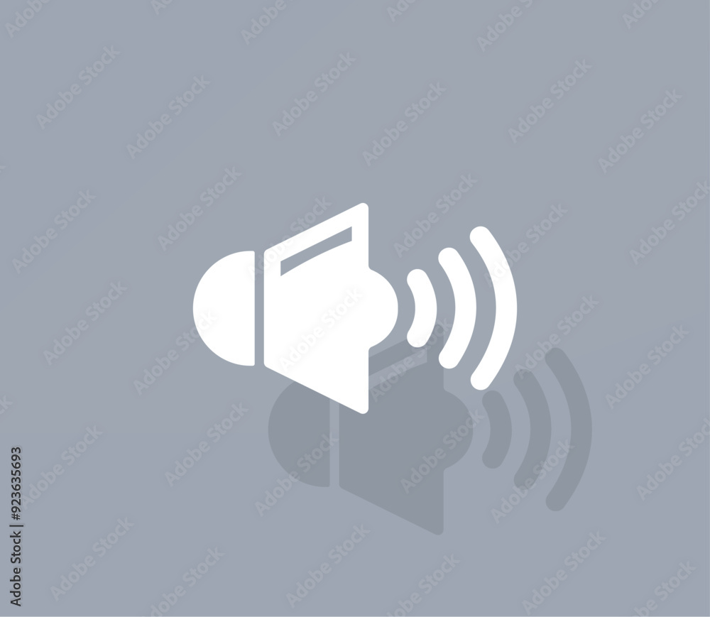 Aufkleber vector icon of white color with shadow on gray background