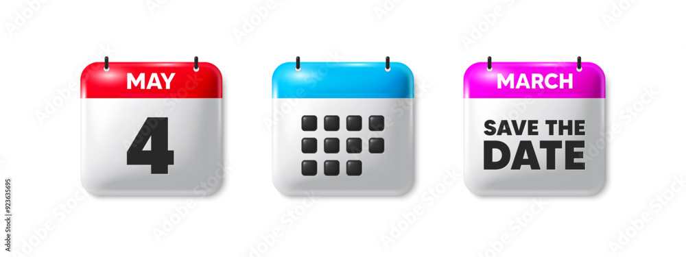 Poster 4th day of the month icon. calendar save the date 3d icon. event schedule date. meeting appointment 